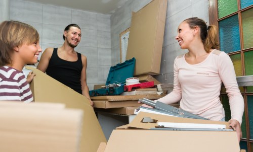 Moving van and boxes for a home move in Hornsey