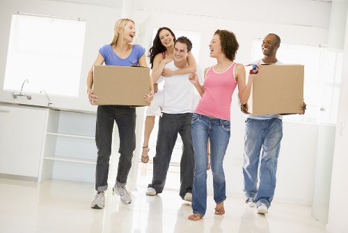 Student removals in Hornsey with boxes and moving van
