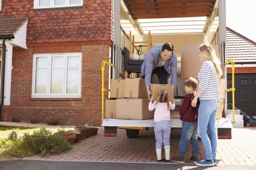 Home moving preparation in Hornsey with packed boxes and labels