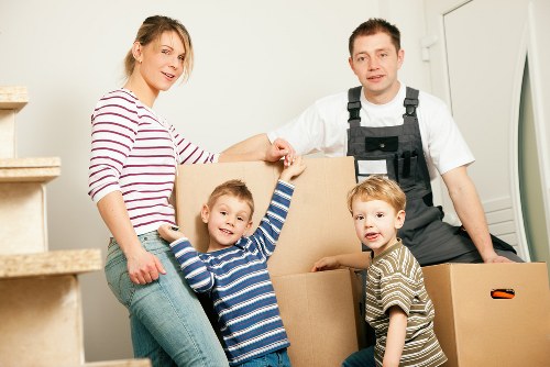 Furniture being moved from a Hornsey flat with narrow access
