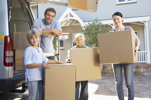 Careful loading of furniture into a moving van