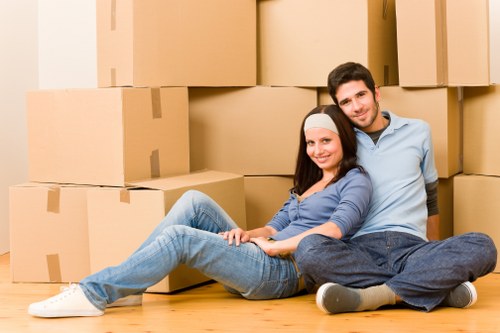 Professional team handling office furniture during Hornsey office removals