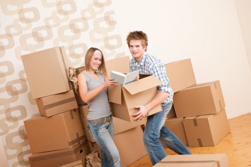 Organised moving boxes ready for delivery in Hornsey