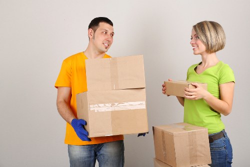 Packed boxes and furniture ready for house removals in Hornsey